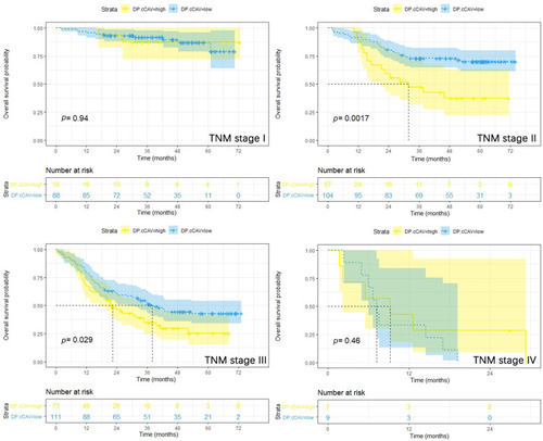 Figure 4 Subgroup analysis for GAC patients based on TNM stage. Figures display overall survival for patients with TNM stage I, II, III, IV GAC.