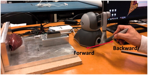 Figure 6. Experiment setup for robotic needle insertion into porcine liver.