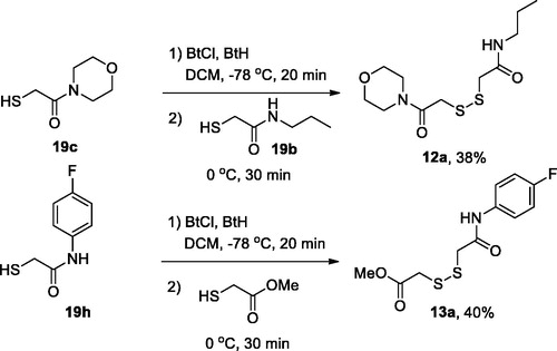 Scheme 2. Preparation of non-symmetric disulphides 12(13)a.