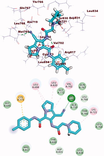 Figure 8. Compound 8b docked into the active site of EGFR.