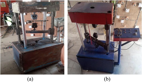 Figure 5. The machine after assembly (a) and spraying (b).