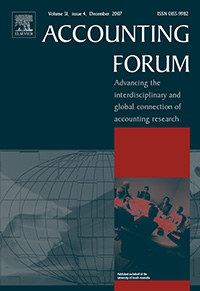 Cover image for Accounting Forum, Volume 31, Issue 4, 2007