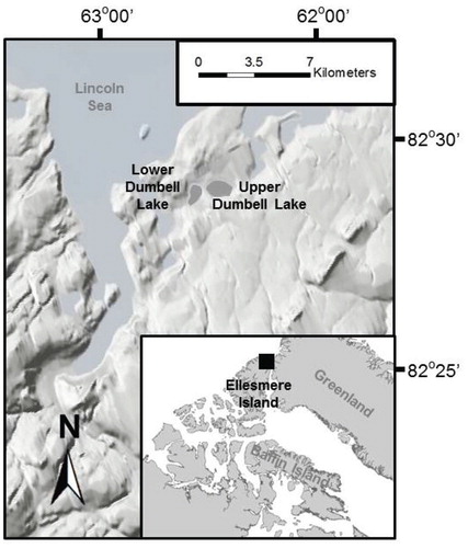 FIGURE 1. Location of the Dumbell Lakes, Ellesmere Island, Canada.