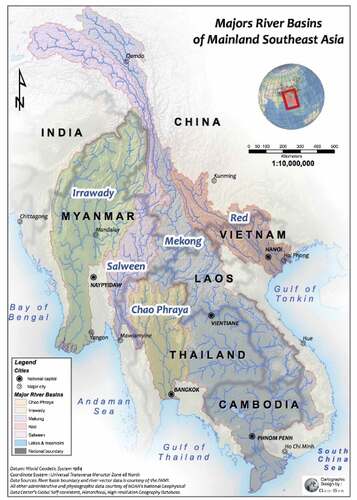 Figure 2. (left) The division of large river basins in the Indochina Peninsula.