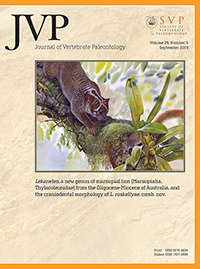 Cover image for Journal of Vertebrate Paleontology, Volume 39, Issue 5, 2019