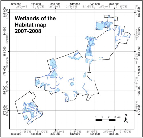 Figure 4. Wetlands of the Habitat map, 2007–2008.