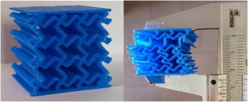Figure 5. Architecturally 4D printed sandwich structure before and after deformation (Barletta, Gisario, and Mehrpouya Citation2021).