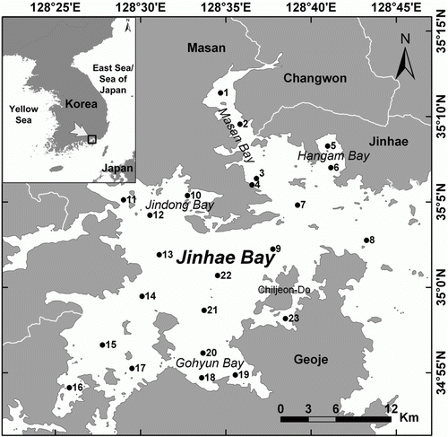 Figure 1  Map of the study area indicating locations of sampling stations.