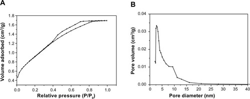 Figure 1 N2 adsorption–desorption isotherms (A) and pore size distribution (B) of mesoporous magnesium silicate.