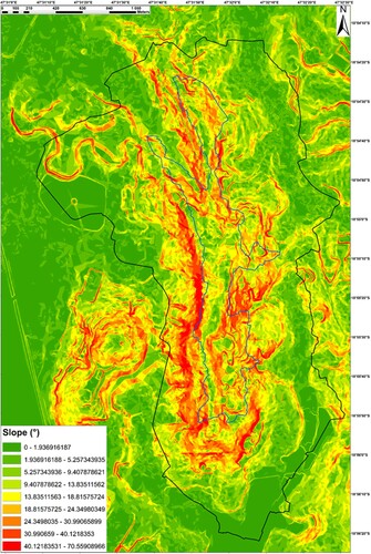 Figure 5. The Analamanga hill Slope map with Core-Buffer zone polygons.