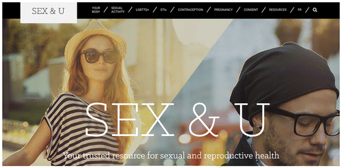 Figure 3. “SEX&U”. The campaign website provides resourceful information on the various birth control measures available in Canada.