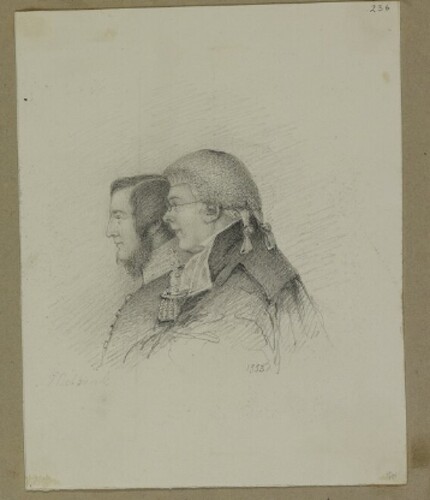 Figure 4. Joseph Bouet, Sketch of Baron Martin and Frederick Aclom Milbank (Durham University Library Add MS 1300/236). [Reproduced by permission of Durham University Library and Collections].
