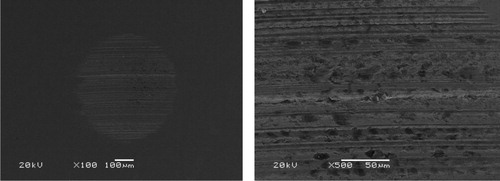 Figure 11. (a) SEM images of wear surface by using base grease and (b) composite nanoparticles-based grease.