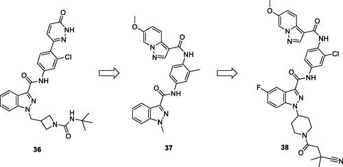 Figure 17. Chemical structures of pyrazolo[1,5-a]pyridine-based Lck inhibitors 36–38.