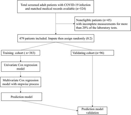 Figure 1 Study flowchart detailing which samples of patients with COVID-19 were utilized at each phase of statistical analysis.