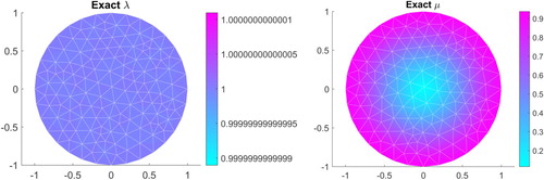 Figure 4. Simulation results for Example 2: The exact Lamé parameters.