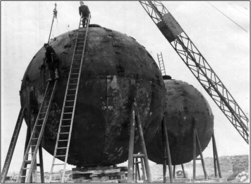 Figure 5. Construction of the test spheres at the Chemical Defence Experimental Establishment, Porton, in the early 1950s. © Crown copyright, Dstl.