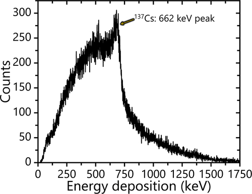 Figure 8. The energy spectrum of the coincidence event between the scatterer and absorber of the Compton camera. This spectrum was acquired at view D in Figure 7.