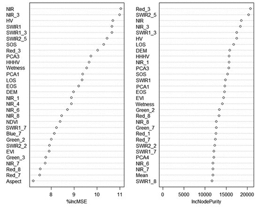 Figure 8. Variable importance ranking of the predictor variables.