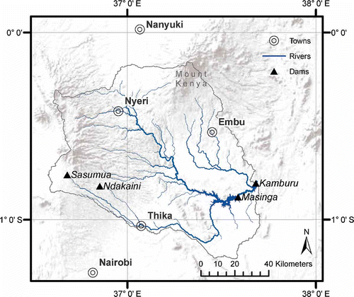 Fig. 1 Location of the Upper Tana catchment.