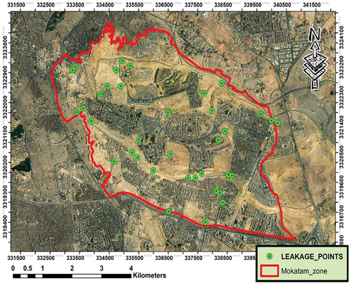 Figure 6. Leakage locations over the whole area.