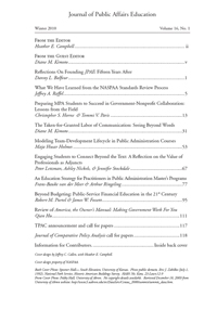 Cover image for Journal of Public Affairs Education, Volume 16, Issue 1, 2010