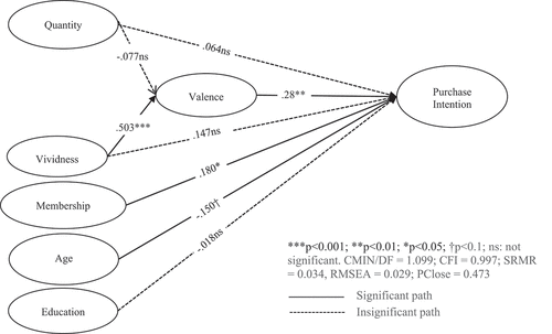 Figure 4. Structural path coefficients for imagery-evoking ad version.