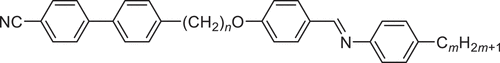 Figure 1. The molecular structure of the 1-(4-cyanobiphenyl-4′-yl)-ω-(4-alkylanilinebenzylidene-4′-oxy)alkanes (CBnO.m).