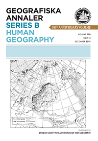 Cover image for Geografiska Annaler: Series B, Human Geography, Volume 100, Issue 4, 2018