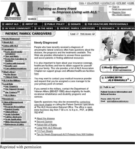 FIGURE 4 “Newly Diagnosed” Section in Patient, Family, Caregivers