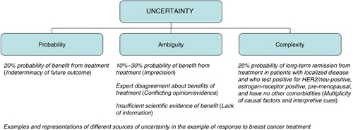 Fig. 1.  Sources of uncertainty in health care. Adapted from Han et al. (Citation10).