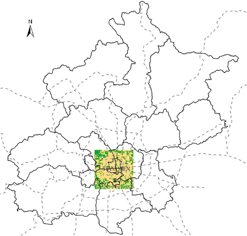 Figure 1. Beijing Municipal area and location of the study area.