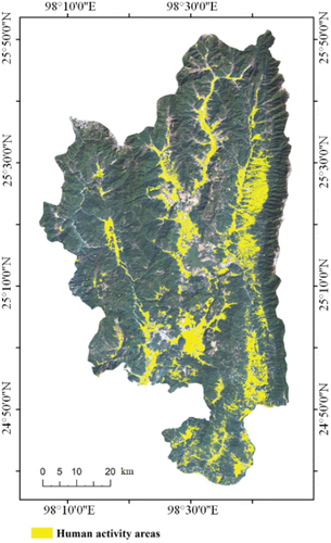 Figure 12. Areas of intensive human activity in the Tengchong region.