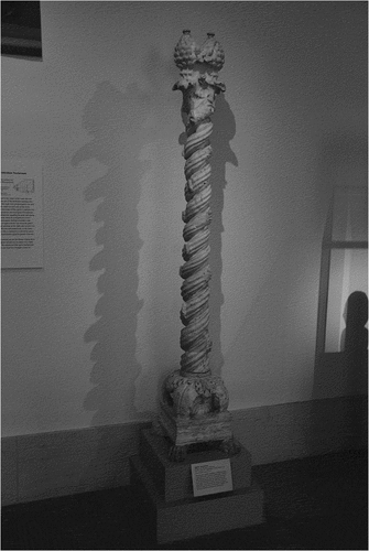 Figure 27. Marble candelabrum with a spiral shaft of two entwined acanthus stalks, in Metropolitan Museum of Art, New York City. Source: Photograph by the authors of this article.