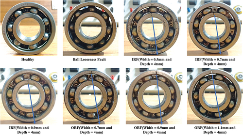 Figure 7. Various fault condition of bearings.