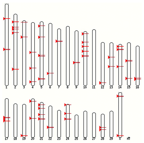 Figure 1. Regions of BTAU 4.0 previously identified as associated to incidence of classical BSE in cattle.