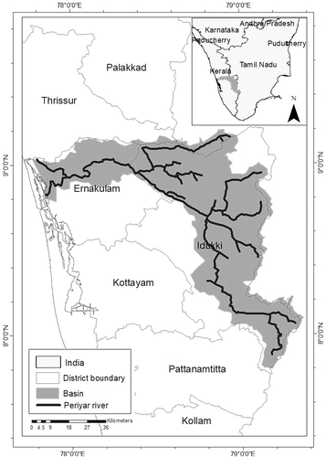 Figure 1. Periyar River and basin in Tamil Nadu and Kerala states of India