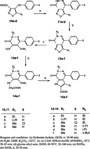 Figure 3 Synthesis of pyrrolo[2,3-d]pyridazinones 15a–f.