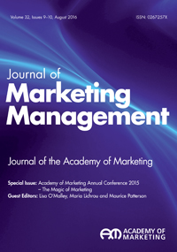 Cover image for Journal of Marketing Management, Volume 32, Issue 9-10, 2016