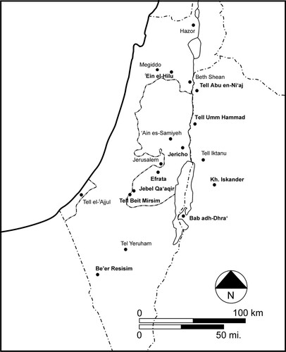 Figure 1 Map of EB IV settlement in the southern Levant, with sites mentioned in the text marked in bold. Map by W. Więckowski.