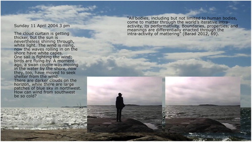 Figure 1. Video still from Annette Arlander (Citation2018), “The Shore Revisited.” Journal of Embodied Research 1(1): 4 (30:34). doi: 10.16995/jer.8.