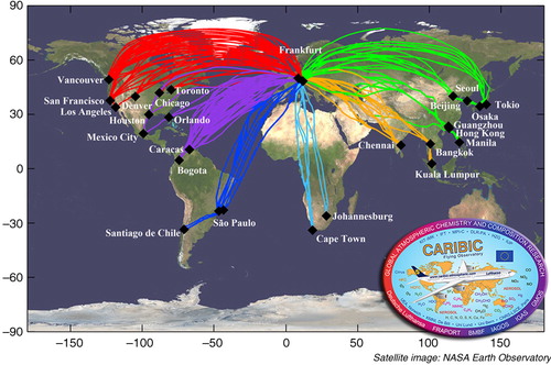 Fig. 8 IAGOS-CARIBIC map of flights (May 2005–August 2015).