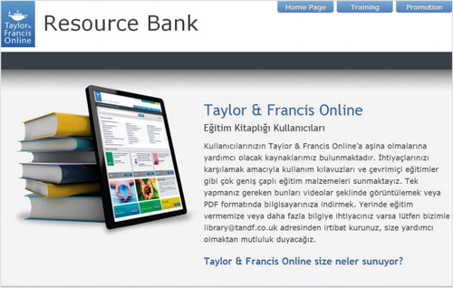 Figure 4. Taylor & Francis' Turkish language library support pages.