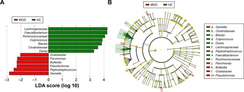 Figure 4 Taxonomic biomarkers in HC and MDD.