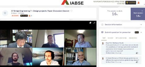 Interactive Q/A session snapshot: A7 Bridge Engineering 7 – Design projects: paper discussion session.