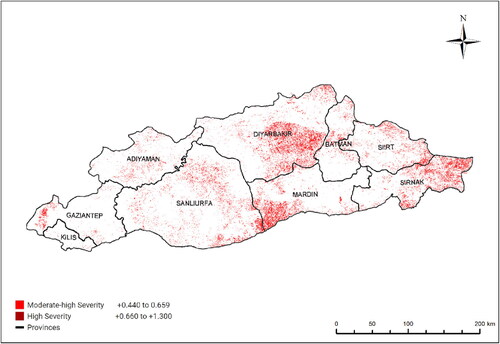 Figure 9. dNBR based burned areas.