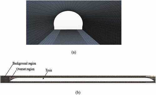 Figure 6. Computational grid. (a) Grids in the tunnel; (b) overset grid.