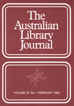Cover image for The Australian Library Journal, Volume 33, Issue 1, 1984