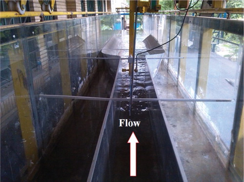 Figure 2. Experimental setup for flow depth and velocity measurements.