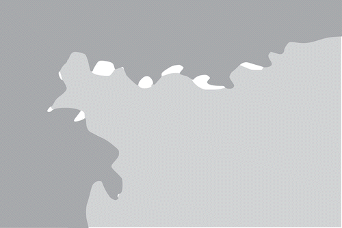 Figure 23. Alternative application of SplitArea: horizontal conflation. Two cross-border data sets have gaps (white areas) between them. SplitArea can be used to split those gaps. Figure taken from Ledoux and Arroyo Ohori (Citation2011).